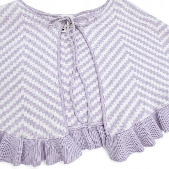 Helena Neiman Marcus Girls Knit Cape Poncho M Chevron Ruffle Princesscore Purple - Picture 5 of 11